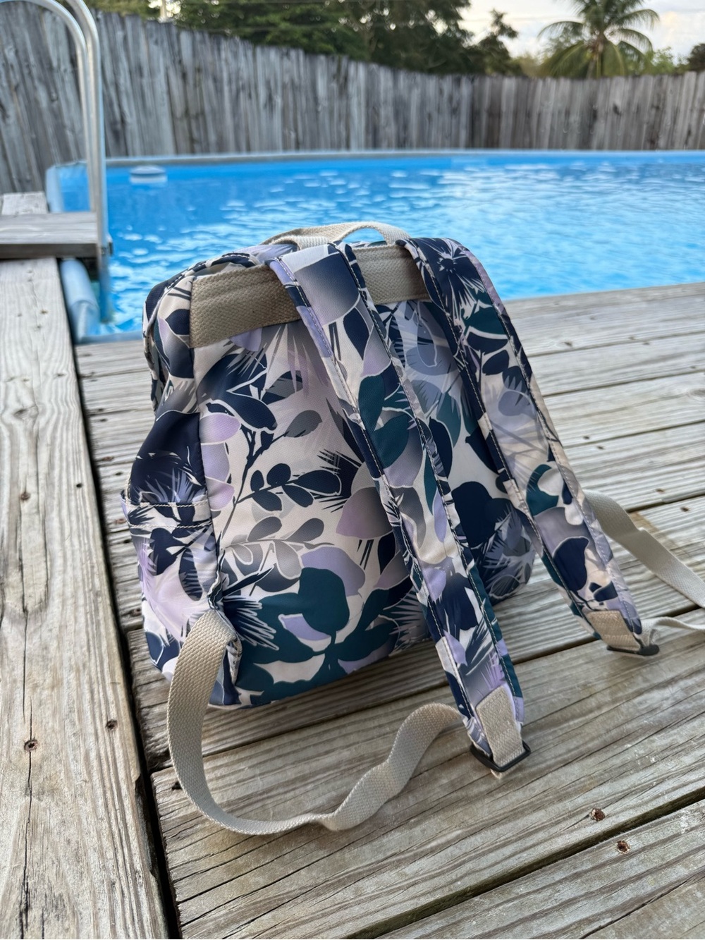 Kipling Lavender & Navy Floral Mini Backpack - Picture 2 of 4